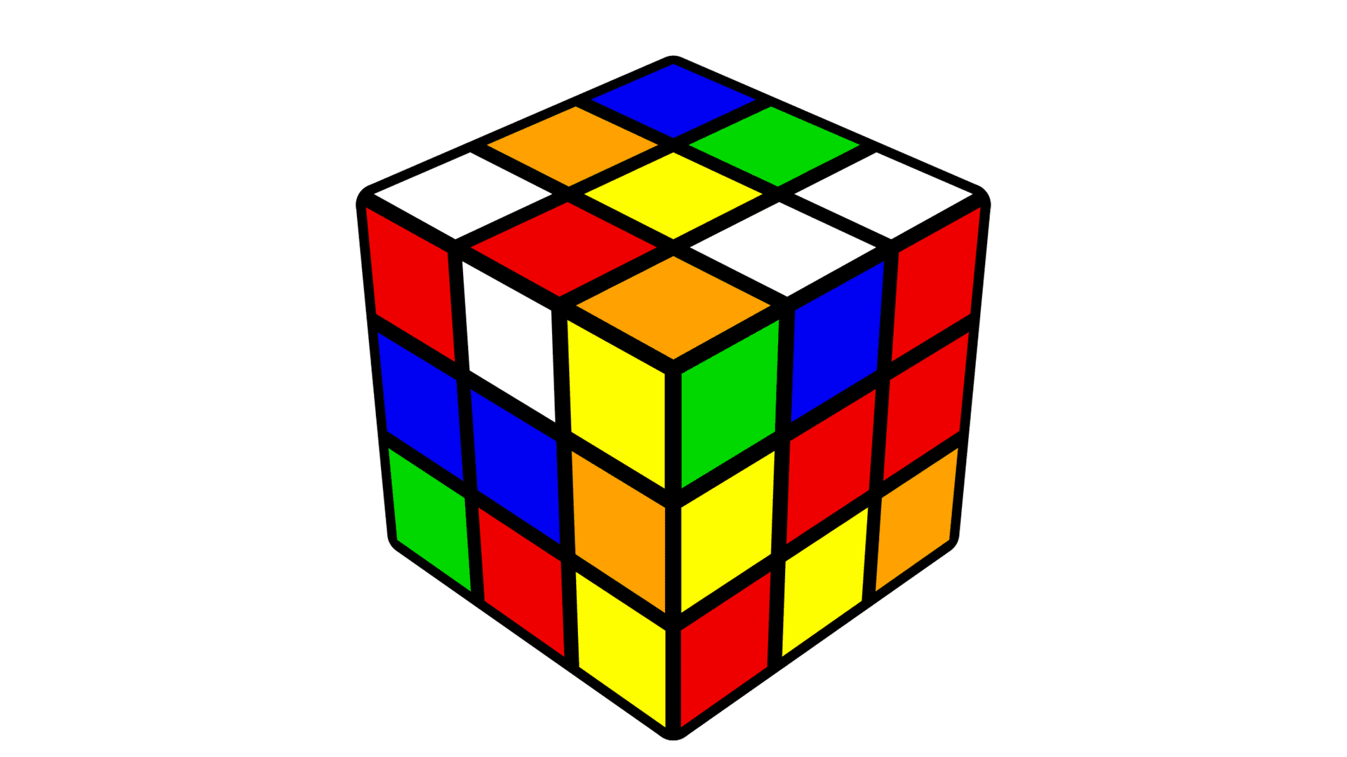 An image of a scrambled Rubik's Cube.